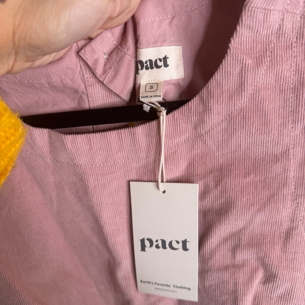 Pact Organic Cotton Pink Boxy Button Back Tank - Picture 2 of 5